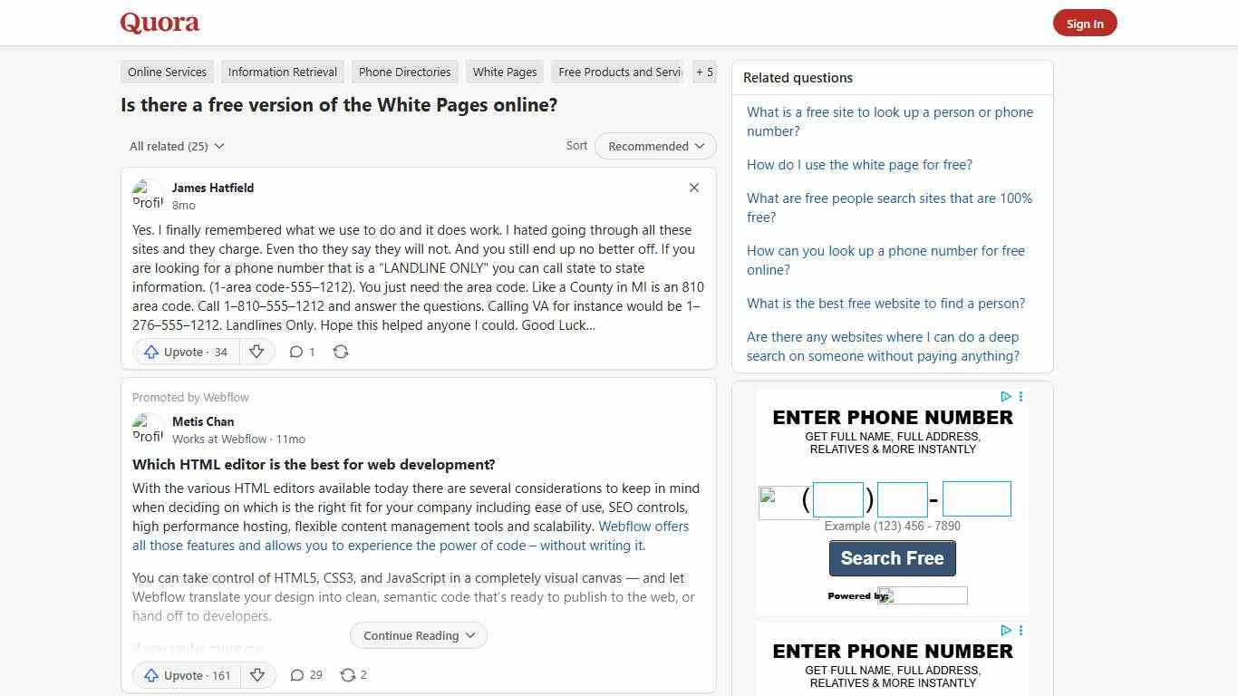Is there a free version of the White Pages online? - Quora
